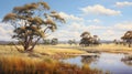 Marsh Of Australia: A Stunning Landscape Painting In Australian Style