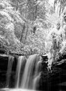 Marsh Fork Falls, Twin Falls State Park, WV B&W #2 Royalty Free Stock Photo