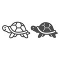 Marsh turtle line and solid icon, worldwildlife concept, Marsh turtle vector sign on white background, turtle outline Royalty Free Stock Photo