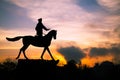 Marshal Zhukov monument silhouette in Moscow at sunset Royalty Free Stock Photo