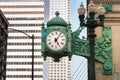 Marshall Field`s Clock on State Street in Chicago downtown, USA Royalty Free Stock Photo