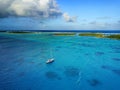 Aerial view of gorgeous tropical anchorage in the pacific Royalty Free Stock Photo