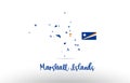 Marshall Islands country flag inside map contour design icon logo