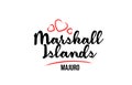 Marshall Islands country with red love heart and its capital Majuro creative typography logo design