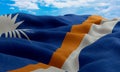 Marshall Islands flag in the wind. Realistic and wavy fabric flag. 3D rendering