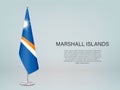 Marshall Islands hanging flag on stand. Template forconference b