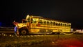 School bus Christmas light at night. Merry Mile. Royalty Free Stock Photo