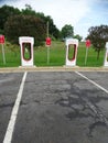 A Tesla car battery`s recharging station for use by several cars