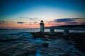 Marshall point lighthouse sunset Royalty Free Stock Photo