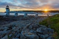 Marshall Point Lighthouse at sunset, Maine, USA Royalty Free Stock Photo