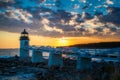 Marshall point lighthouse sunset Royalty Free Stock Photo