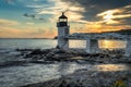 Marshall Point Lighthouse at Sunset Royalty Free Stock Photo