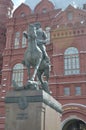 Marshall Zhukov commander monument in Moscow city Royalty Free Stock Photo