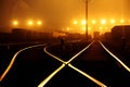 Marshalling yard of railway station in night