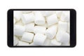 Marshmallow in Android smartphone Royalty Free Stock Photo