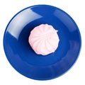 Marshmallow on blue plate Royalty Free Stock Photo