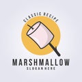 marshmallow for camping logo vector illustration design, simple outline linear template design