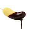 Marshmallow in chocolate syrop. Isolated. Royalty Free Stock Photo