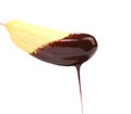 Marshmallow in chocolate syrop Royalty Free Stock Photo