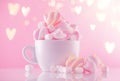 Marshmallow. Close-up of Marshmallows colorful chewy candy, over pink bokeh background, closeup. Sweet holiday food dessert Royalty Free Stock Photo