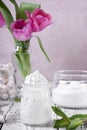 Marshmallow creme in glass jars Royalty Free Stock Photo