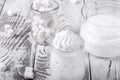 Marshmallow creme in glass jars Royalty Free Stock Photo