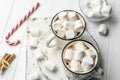 Marshmallow in cups with delicious cocoa