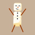 Marshmallow cute character of snowman. Design for greeting card, banner, poster. Vector colorful illustration Royalty Free Stock Photo