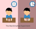 The marshmallow experiment for delayed Gratification and instant Gratification vector