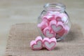 Marshmallow in heart shape for love. Royalty Free Stock Photo