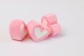 Marshmallow in heart shape for love. Royalty Free Stock Photo