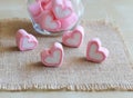 Marshmallow in heart shape for love. Royalty Free Stock Photo