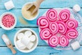 Marshmallow jelly rolls, homemade jelly roll ups Royalty Free Stock Photo