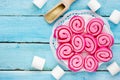 Marshmallow jelly rolls, homemade jelly roll ups Royalty Free Stock Photo