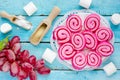 Marshmallow jelly rolls, homemade jelly roll ups Royalty Free Stock Photo