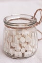 White Marshmallows in a glass mug , sweet snack