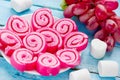 Marshmallow pink jelly rolls Royalty Free Stock Photo