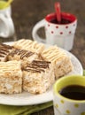 Marshmallow Rice Crispy Dessert Bar with chocolate Royalty Free Stock Photo