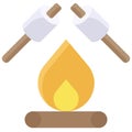 Marshmallow roasting icon, Summer vacation related vector