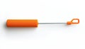 Marshmallow roasting stick featuring a vibrant orange handle and comfortable foam grip resting on a clean white background, ideal Royalty Free Stock Photo