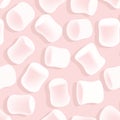 Marshmallow seamless pattern. Tasty marshmallows on pink background. Candy texture Royalty Free Stock Photo
