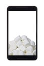 Marshmallow in smartphone Royalty Free Stock Photo