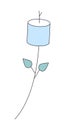 Marshmallow stick flat line color isolated vector object