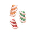 Marshmallow twist candies. Soft puffy sweets. Swirl sugar dessert. Assorted fruit flavored gummy confectionery Royalty Free Stock Photo