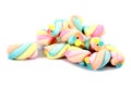 Marshmallows candy isolated on white background. Colorful marshmallows twist isolated Royalty Free Stock Photo