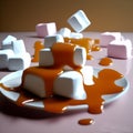 Marshmallows and Caramel with Candy, Generative AI Illustration Royalty Free Stock Photo