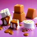 Marshmallows and Caramel with Candy, Generative AI Illustration Royalty Free Stock Photo