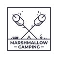 Marshmallows happy camping emblem or icon design Royalty Free Stock Photo