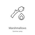 marshmallows icon vector from summer camp collection. Thin line marshmallows outline icon vector illustration. Linear symbol for