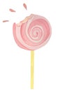 Pink marshmallows on a stick.